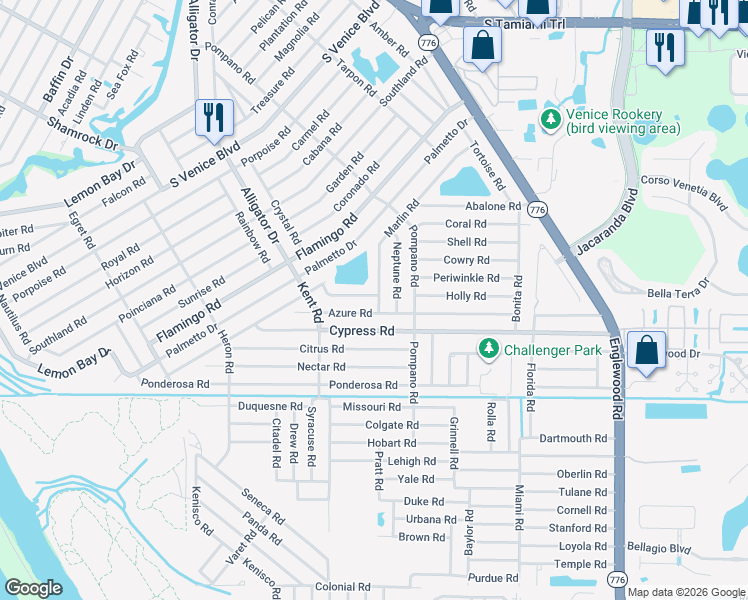 map of restaurants, bars, coffee shops, grocery stores, and more near 4850 Marlin Road in Venice