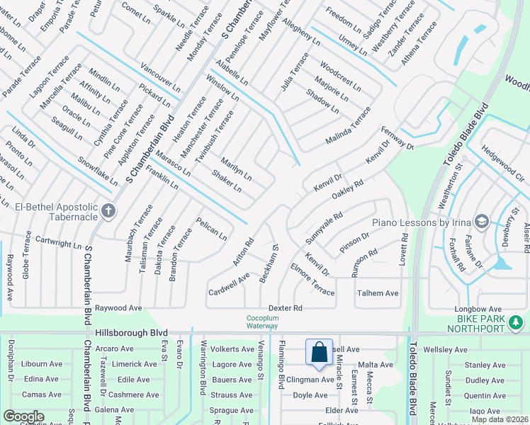 map of restaurants, bars, coffee shops, grocery stores, and more near 4889 Ariton Road in North Port