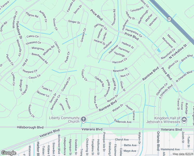 map of restaurants, bars, coffee shops, grocery stores, and more near Oakdell in North Port