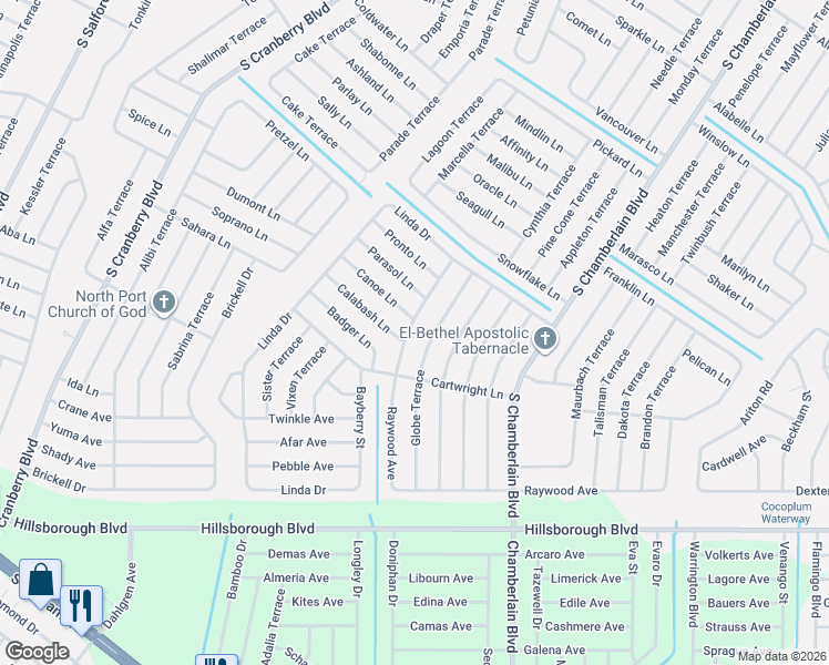 map of restaurants, bars, coffee shops, grocery stores, and more near 4941 Prime Terrace in North Port