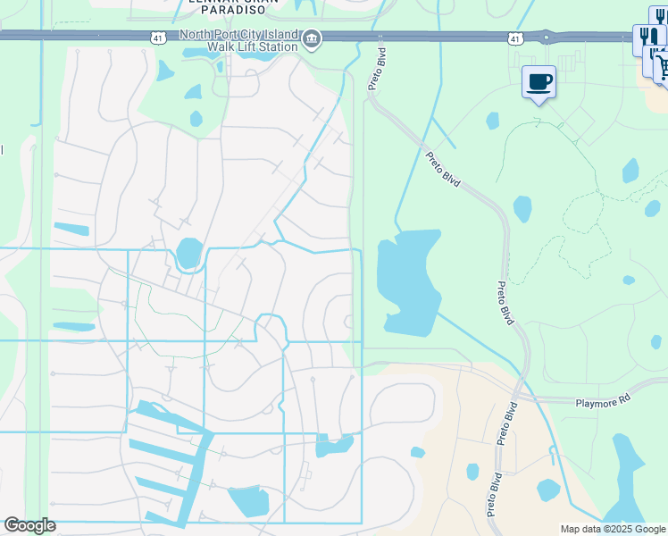 map of restaurants, bars, coffee shops, grocery stores, and more near 19242 Lappacio Street in Venice