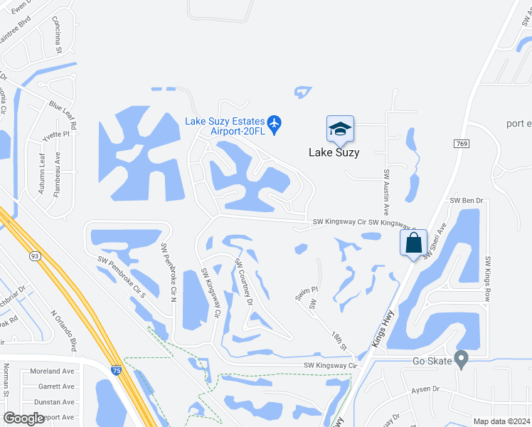 map of restaurants, bars, coffee shops, grocery stores, and more near 12395 Southwest Kingsway Circle in Lake Suzy