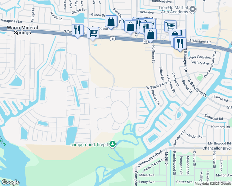 map of restaurants, bars, coffee shops, grocery stores, and more near 6220 Falcon Lair Drive in North Port