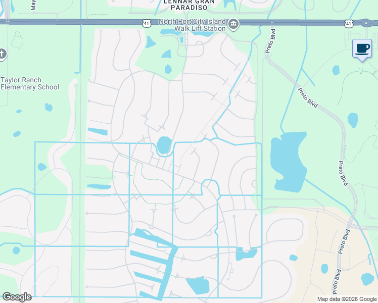 map of restaurants, bars, coffee shops, grocery stores, and more near 19250 Kirella Street in Venice