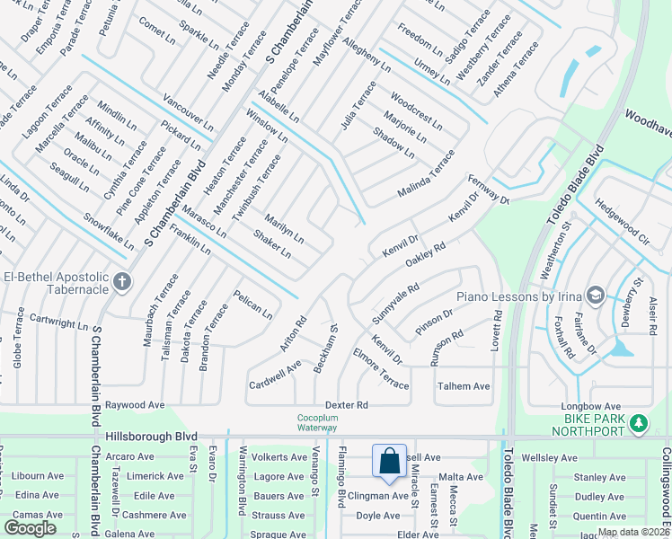 map of restaurants, bars, coffee shops, grocery stores, and more near 4755 Kenvil Drive in North Port