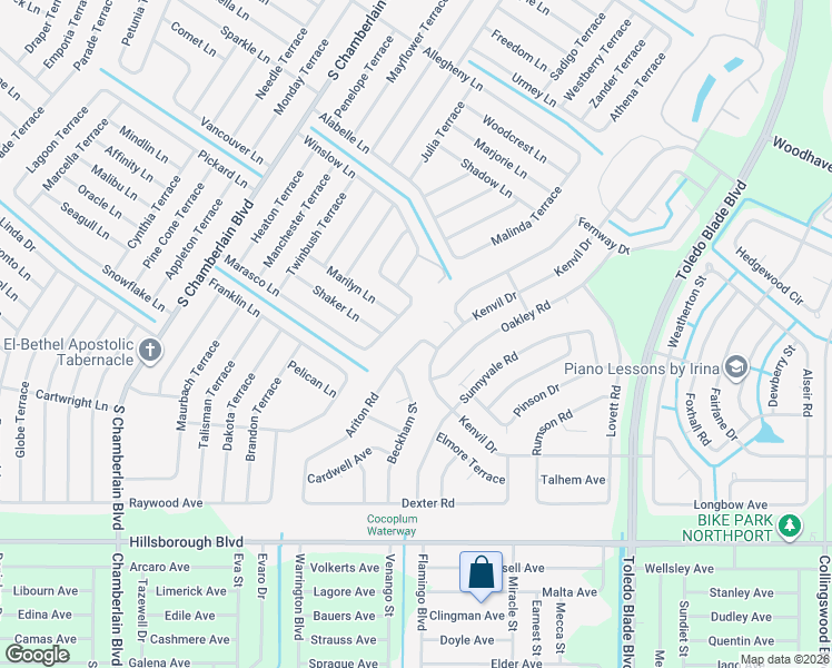 map of restaurants, bars, coffee shops, grocery stores, and more near 4755 Kenvil Drive in North Port