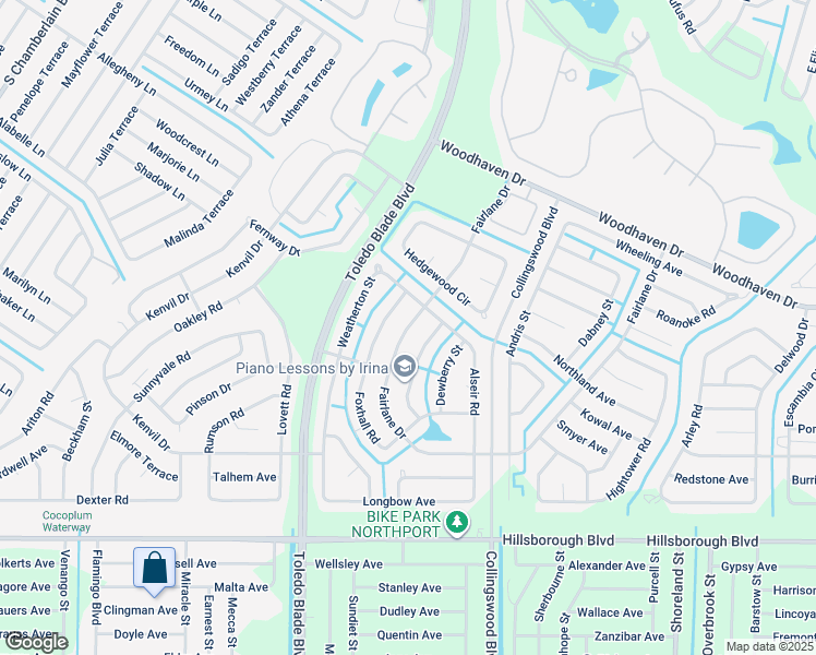 map of restaurants, bars, coffee shops, grocery stores, and more near 5756 Fairlane Drive in North Port