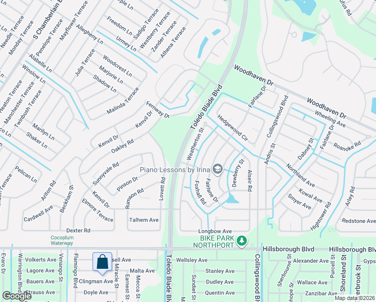 map of restaurants, bars, coffee shops, grocery stores, and more near 4961 Weatherton Street in North Port