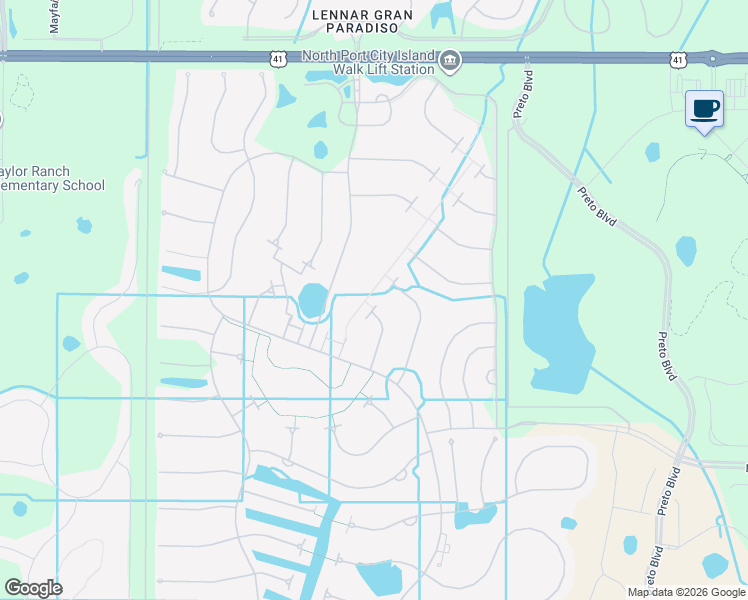 map of restaurants, bars, coffee shops, grocery stores, and more near 19250 Kirella Street in Venice