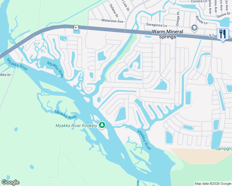 map of restaurants, bars, coffee shops, grocery stores, and more near 796 Fairmount Drive in North Port