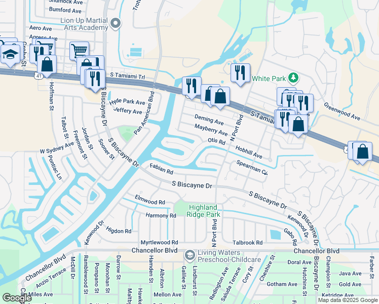 map of restaurants, bars, coffee shops, grocery stores, and more near 6305 Scorpio Avenue in North Port