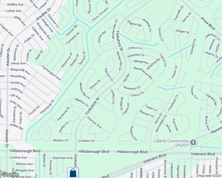 map of restaurants, bars, coffee shops, grocery stores, and more near London Circle in North Port