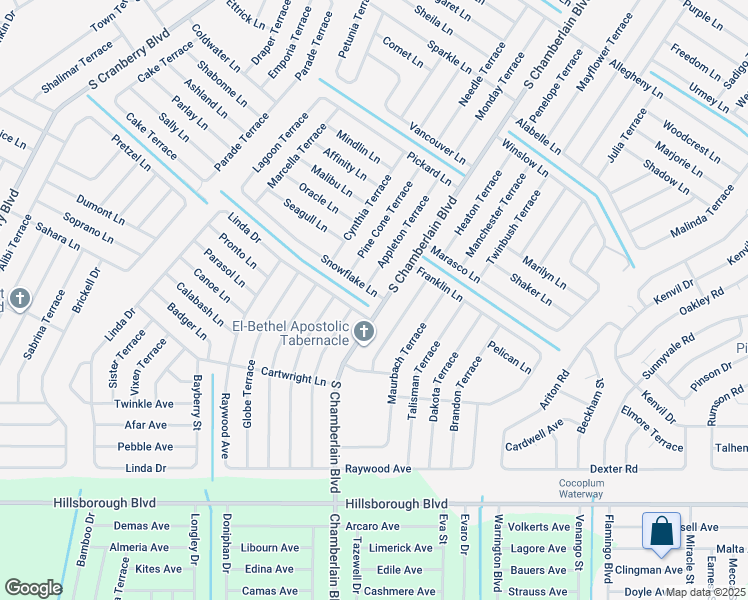 map of restaurants, bars, coffee shops, grocery stores, and more near 2017 Snowflake Ln in North Port