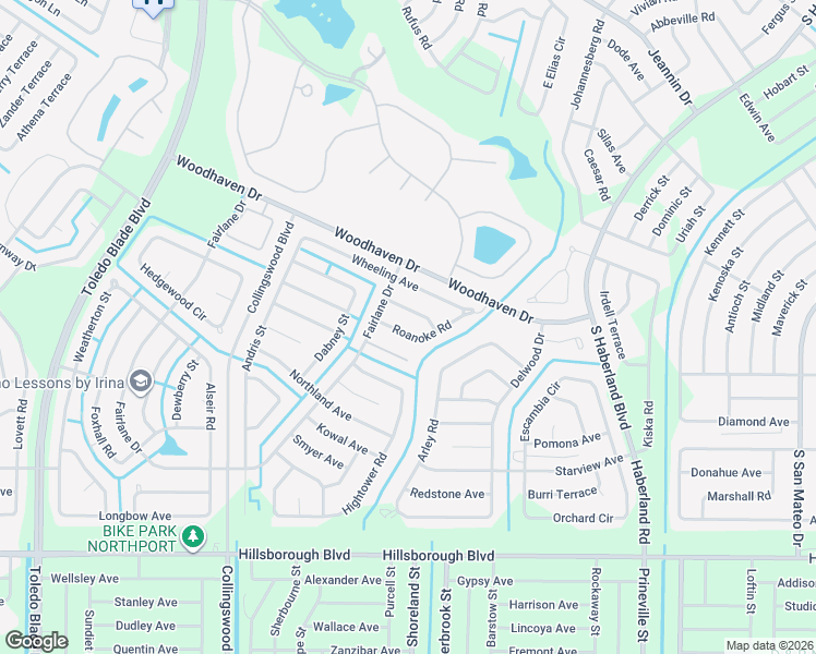 map of restaurants, bars, coffee shops, grocery stores, and more near 2042 Roanoke Road in North Port