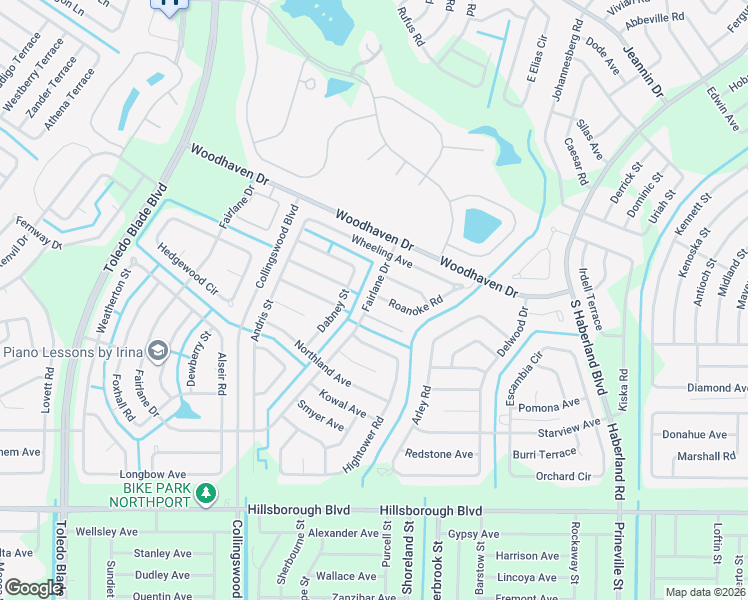 map of restaurants, bars, coffee shops, grocery stores, and more near 4548 Fairlane Drive in North Port