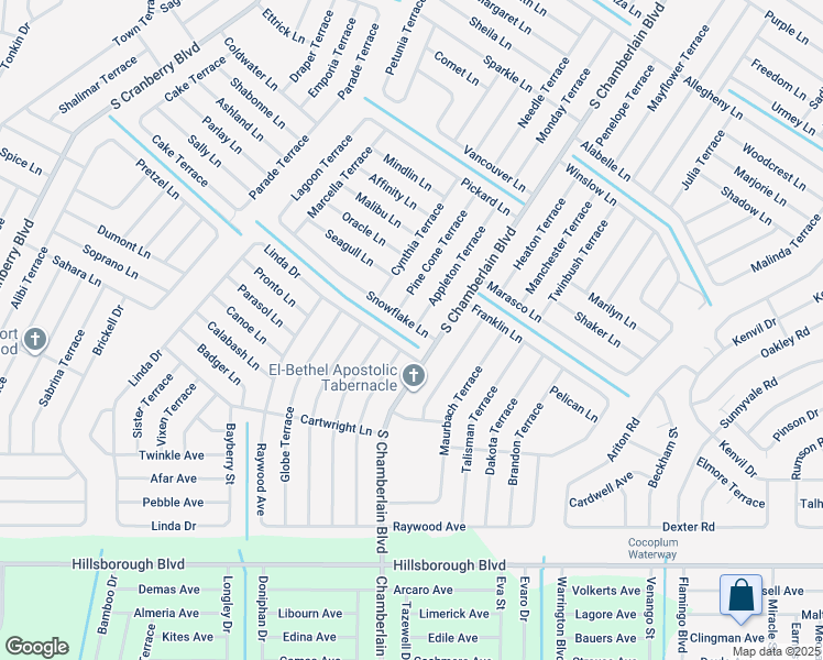 map of restaurants, bars, coffee shops, grocery stores, and more near 2017 Snowflake Lane in North Port