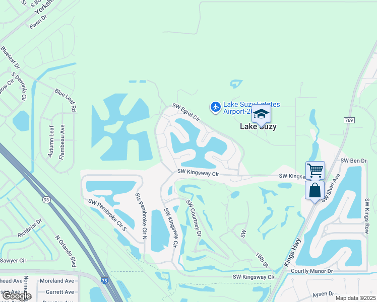 map of restaurants, bars, coffee shops, grocery stores, and more near 12538 Southwest Kingsway Circle in Lake Suzy