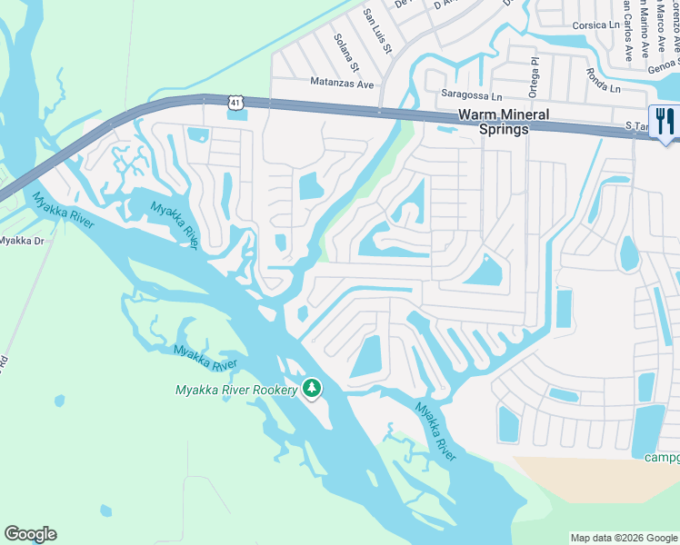 map of restaurants, bars, coffee shops, grocery stores, and more near 796 Fairmount Drive in North Port
