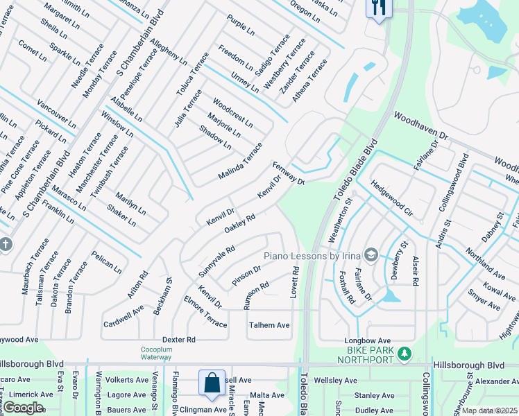 map of restaurants, bars, coffee shops, grocery stores, and more near 4527 Kenvil Drive in North Port