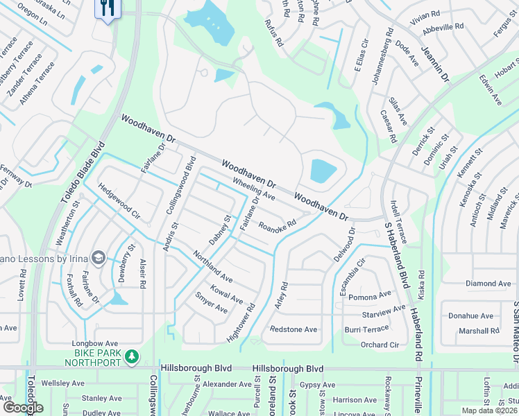 map of restaurants, bars, coffee shops, grocery stores, and more near 2027 Wheeling Avenue in North Port