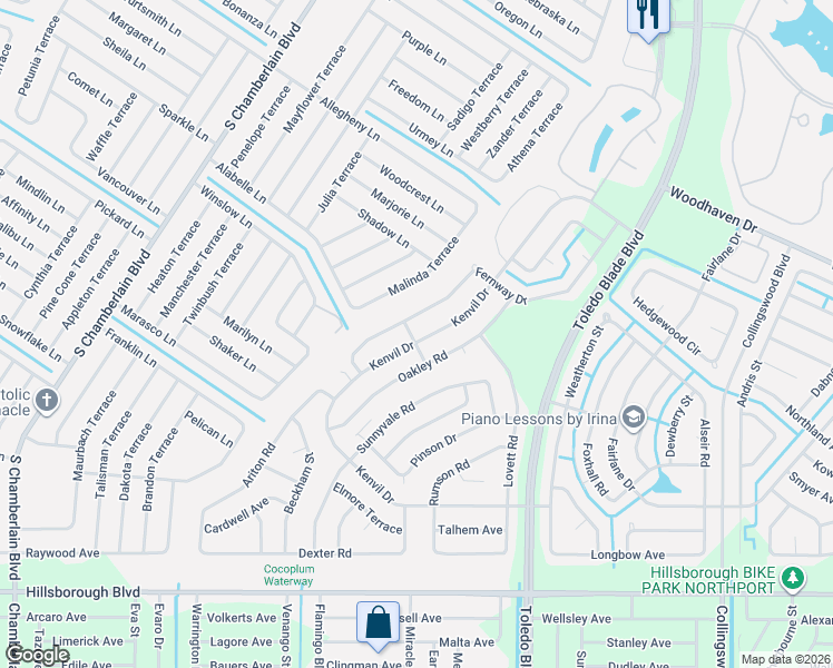map of restaurants, bars, coffee shops, grocery stores, and more near 4610 Fernway Drive in North Port
