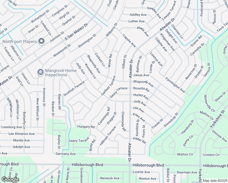 map of restaurants, bars, coffee shops, grocery stores, and more near 3911 Geary Terrace in North Port