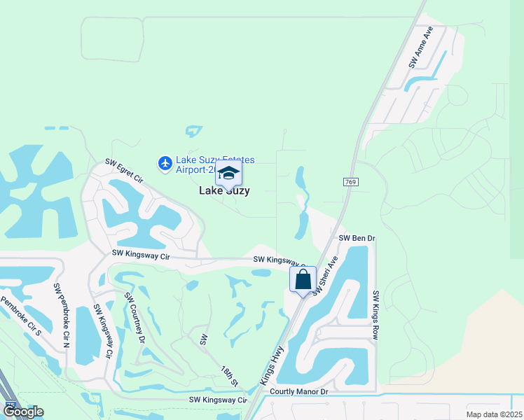 map of restaurants, bars, coffee shops, grocery stores, and more near 12289 Southwest Austin Avenue in Lake Suzy