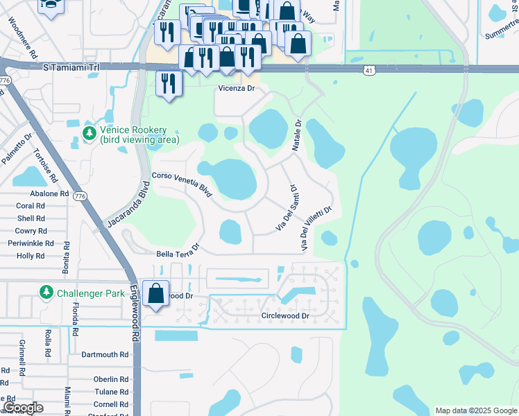 map of restaurants, bars, coffee shops, grocery stores, and more near 4318 Corso Venetia Boulevard in Venice