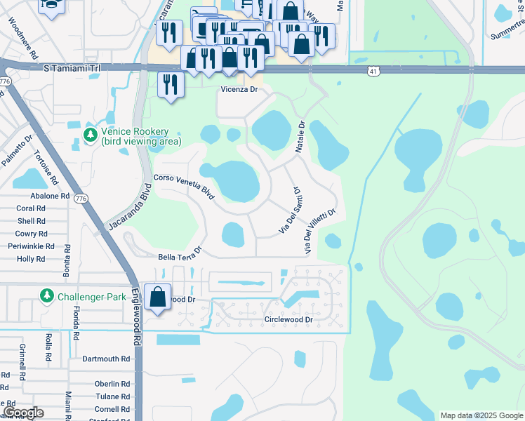 map of restaurants, bars, coffee shops, grocery stores, and more near 4318 Corso Venetia Boulevard in Venice