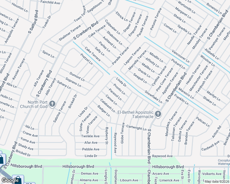 map of restaurants, bars, coffee shops, grocery stores, and more near 2716 Parasol Lane in North Port