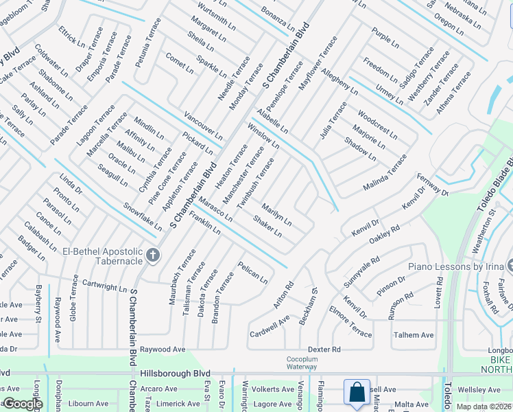 map of restaurants, bars, coffee shops, grocery stores, and more near 1607 Marilyn Lane in North Port