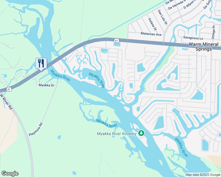 map of restaurants, bars, coffee shops, grocery stores, and more near 186 Martinique Road in North Port