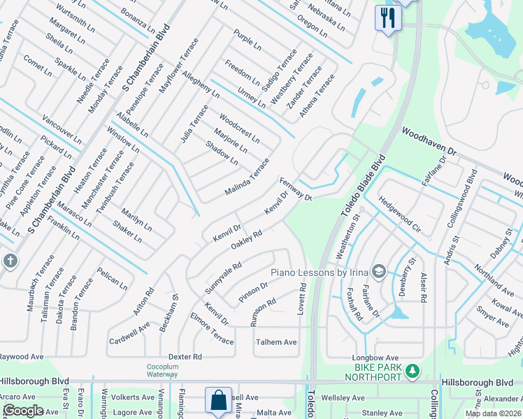 map of restaurants, bars, coffee shops, grocery stores, and more near 4527 Kenvil Drive in North Port