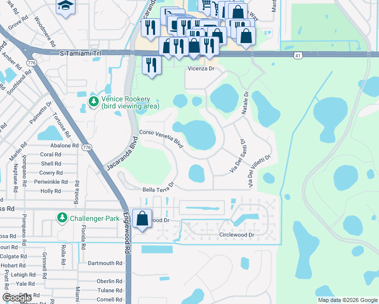 map of restaurants, bars, coffee shops, grocery stores, and more near 4263 Corso Venetia Boulevard in Venice