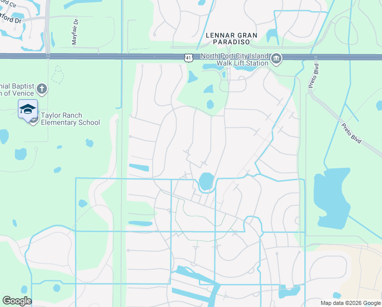 map of restaurants, bars, coffee shops, grocery stores, and more near 19301 Rizzuto Street in Venice