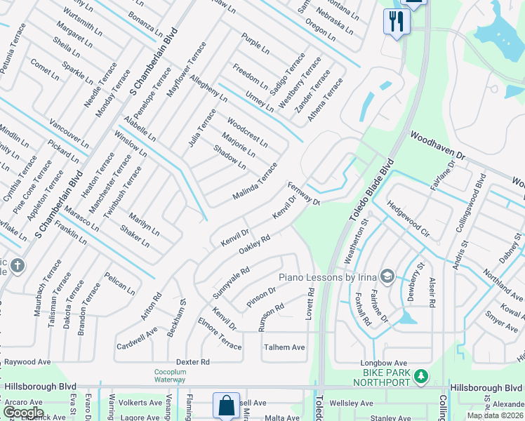map of restaurants, bars, coffee shops, grocery stores, and more near 4527 Kenvil Drive in North Port