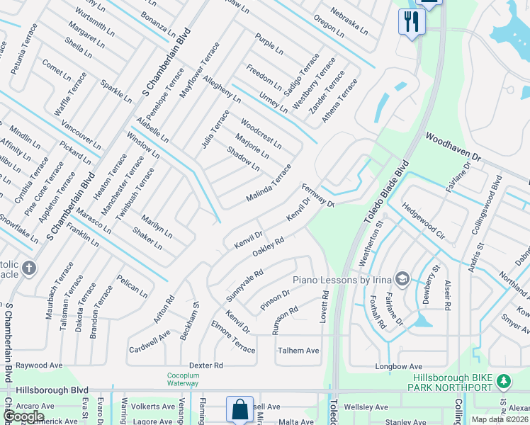 map of restaurants, bars, coffee shops, grocery stores, and more near 4610 Fernway Drive in North Port