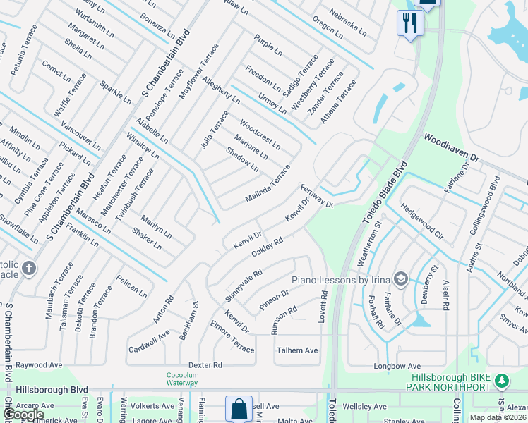 map of restaurants, bars, coffee shops, grocery stores, and more near 4610 Fernway Drive in North Port
