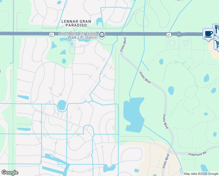 map of restaurants, bars, coffee shops, grocery stores, and more near 13167 Huerta Street in Venice