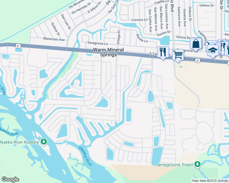 map of restaurants, bars, coffee shops, grocery stores, and more near 330 Trailorama Drive in North Port