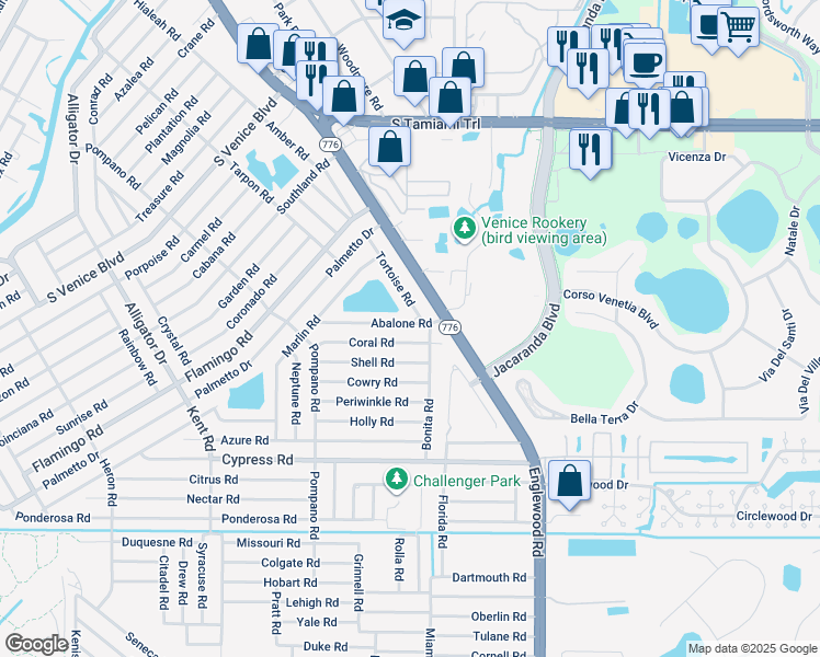 map of restaurants, bars, coffee shops, grocery stores, and more near 71 Abalone Road in Venice