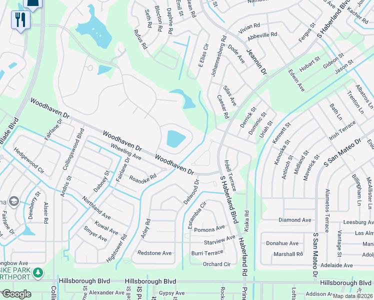 map of restaurants, bars, coffee shops, grocery stores, and more near 1926 Coconut Palm Circle in North Port
