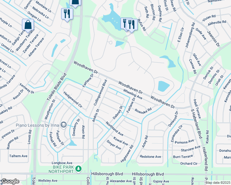 map of restaurants, bars, coffee shops, grocery stores, and more near 1840 Braddock Avenue in North Port