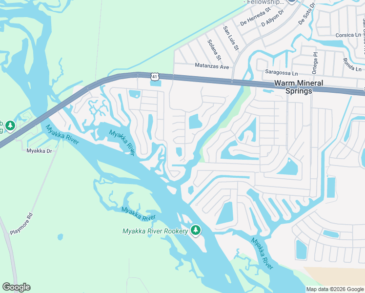 map of restaurants, bars, coffee shops, grocery stores, and more near 605 Woodwyn Court in North Port