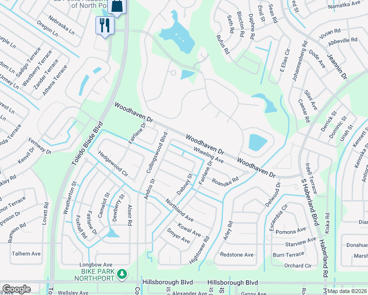 map of restaurants, bars, coffee shops, grocery stores, and more near 1882 Wheeling Avenue in North Port