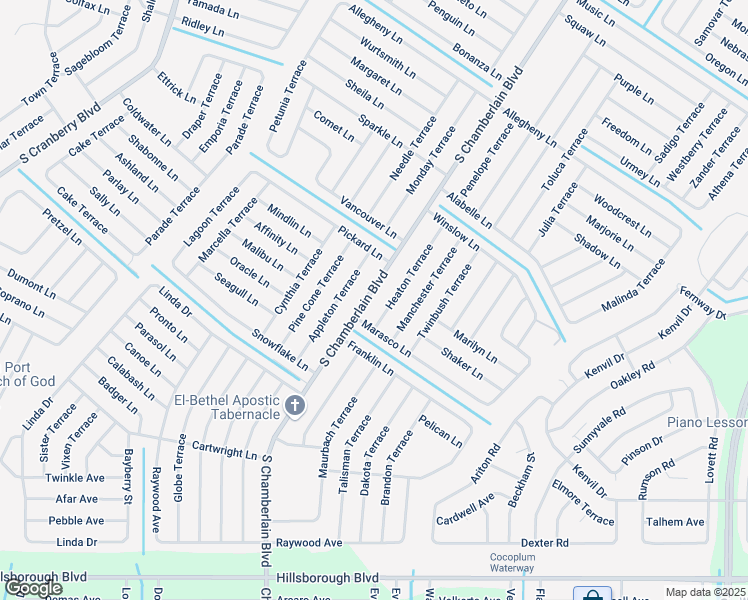 map of restaurants, bars, coffee shops, grocery stores, and more near 4190 South Chamberlain Boulevard in North Port