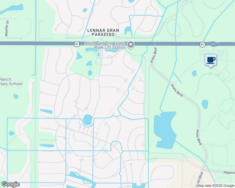 map of restaurants, bars, coffee shops, grocery stores, and more near 13351 Dimarco Street in Venice