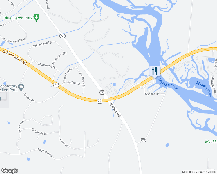 map of restaurants, bars, coffee shops, grocery stores, and more near 9055 South Tamiami Trail in Venice