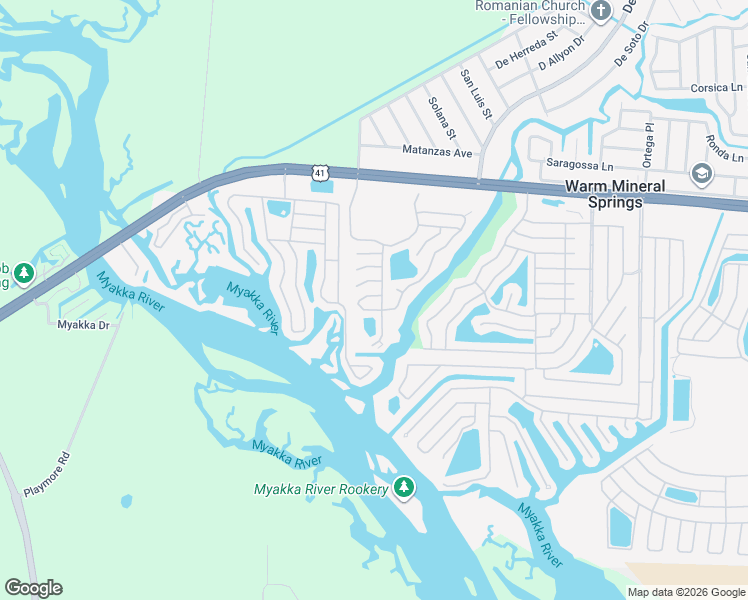 map of restaurants, bars, coffee shops, grocery stores, and more near 605 Woodwyn Court in North Port