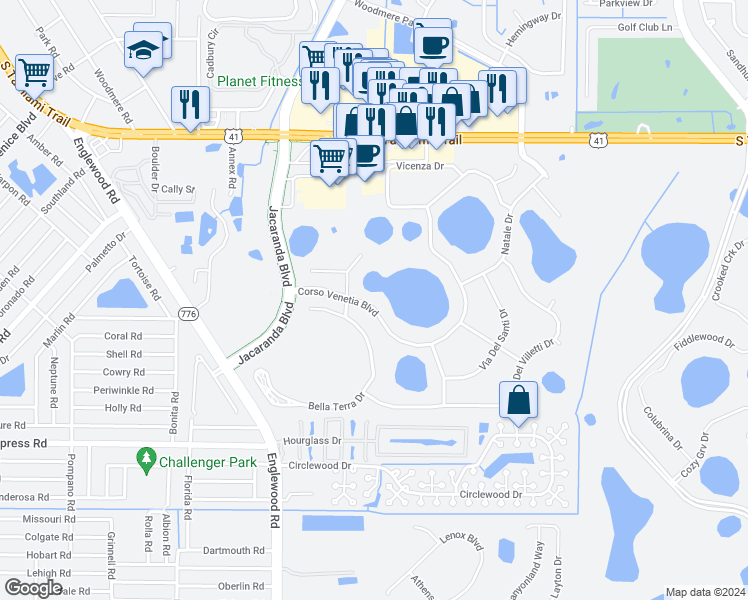 map of restaurants, bars, coffee shops, grocery stores, and more near 4231 Corso Venetia Boulevard in Venice